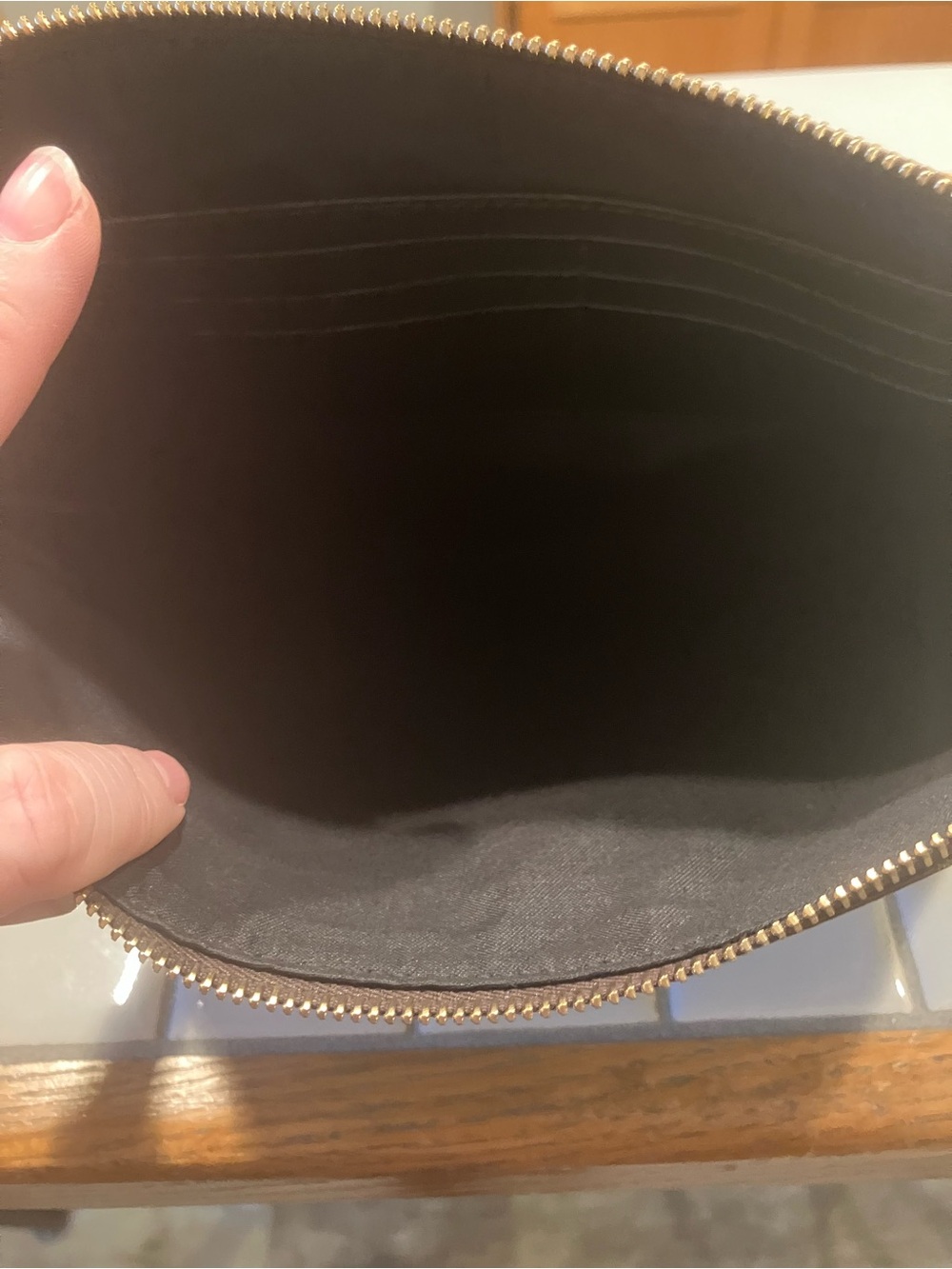 Fendi Brown Monogram Zip Pouch with Embossed Medallion - Picture 6 of 7
